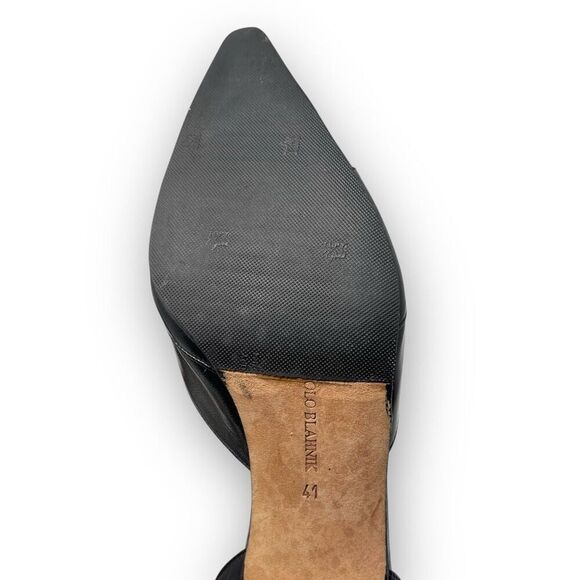 Manolo Blahnik Retro Black Leather Bow Detail Pointed Toe Heel Womens Size EU 41 - Picture 16 of 16